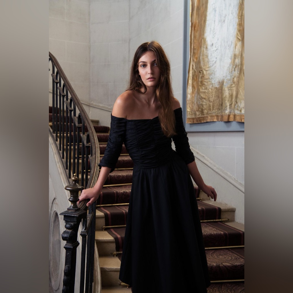 Dorothee Schumacher Poplin Power Midi Off The Shoulder Dress In Black